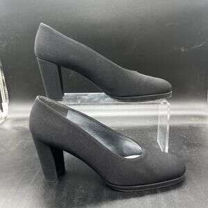Stuart Weitzman womens black fabric chunky heel size 8.5 B